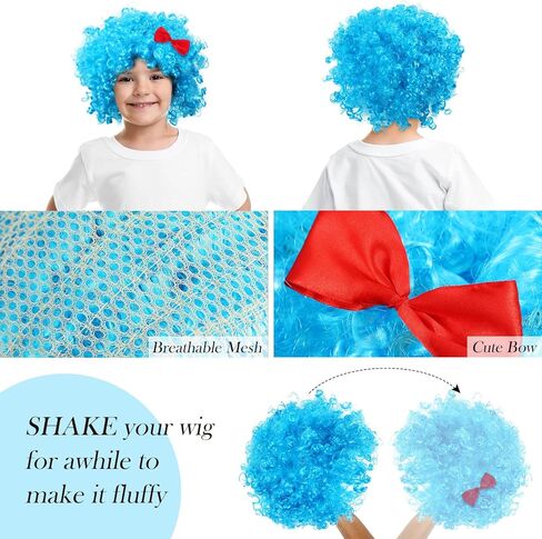 6 قطع من إكسسوارات الأطفال زي الهالوين مجموعة باروكة بانك زرقاء مخططة جوارب عالية الفخذ للركبة قفازات طويلة لتدفئة الذراع للأطفال لوازم الحفلات in Kuwait