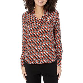 EQUIPMENT Women's Slim Signature TOP, Tangerine Tango Multi, Small