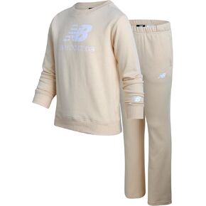 New Balance Girls' Sweatsuit Set - 2 Piece Active Fleece Sweatshirt and Kick Flare Leggings - Yoga Pants Set for Girls, 7-12 in Saudi Arabia