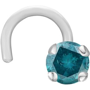 0.01 to 0.05 Carat Blue Diamond Curved Nose Ring for Women in 14k White Gold 20 Gauge by Lavari Jewelers in Saudi Arabia