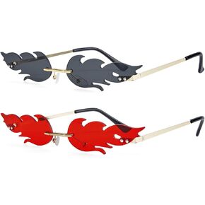 Century Star Bat Flame Fire Devil Heart Sunglasses Rimless Goth Trendy Halloween Party Costume Novelty Funny Sun Glasses in Saudi Arabia