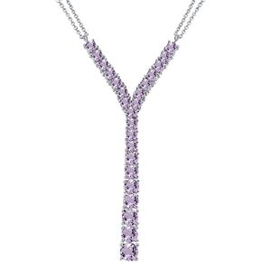 B. BRILLIANT Sterling Silver Genuine or Created Gemstone Round Graduated Statement Lariat Y-Necklace in Kuwait