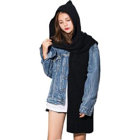 Maleroads النساء فتاة الشتاء مقنعين وشاح سيدة لينة كابل محبوك إيرفلاب وشاح الحجاب الرقبة هوديي قبعة in Kuwait