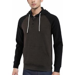 بلوفر Estepoba الرجالي الكاجوال بأكمام طويلة من Henley مصنوع من الصوف النشط ذو القلنسوة الرياضية