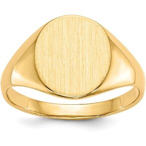 Solid 14k Yellow Gold 11.0x9.5mm Open Back Engravable Monogram Signet Ring Band Size 5 in Kuwait