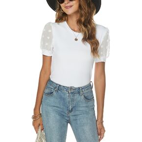 Newchoice Women's Business Casual Dressy Tops Summer Short Sleeve Work Blouses (S-XXL)