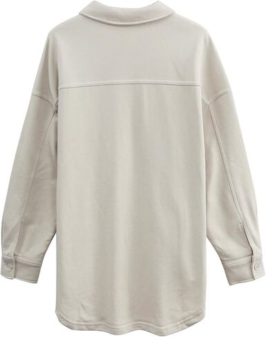Amazhiyu Womens Button Down Long Sleeve Sweatshirt Jacket Casual Boyfriend Shirt in Kuwait