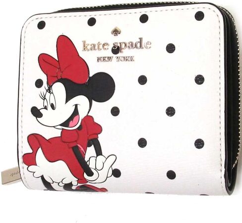 Kate Spade Disney X Minnie Mouse Small Zip Around Wallet White Polka Dot in Saudi Arabia