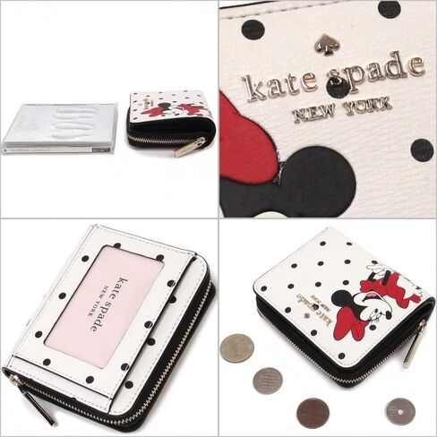 Kate Spade Disney X Minnie Mouse Small Zip Around Wallet White Polka Dot in Saudi Arabia