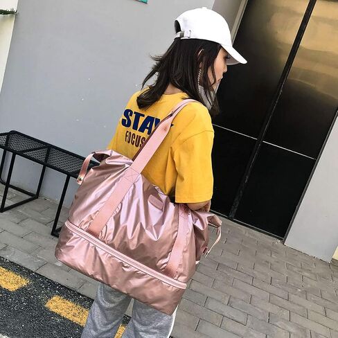 fancyfree Double Layers Bag, Large Travel Tote Bag with Bottom Shoes Compartment, Ideal Gym Duffle Bag for Women and Men in Kuwait