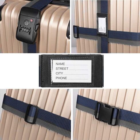 حزام الأمتعة المعتمد من إدارة أمن المواصلات الأمريكية وقفل مجمع ثلاثي الأقراص وحزام سفر قابل للتعديل in Kuwait