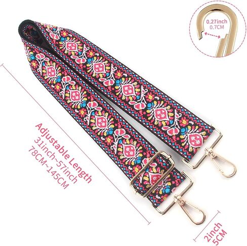 chushui Black and Gold Purse Strap,2" Wide Crossbody Replacement Strap,Guitar Style Shoulder Strap for Bag,Handbag in Kuwait