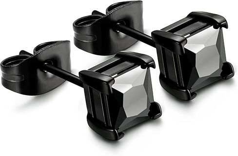 Jstyle Stainless Steel Mens Womens Cubic Zirconia Stud Earrings Black Piercing 20G 3-8mm in Saudi Arabia