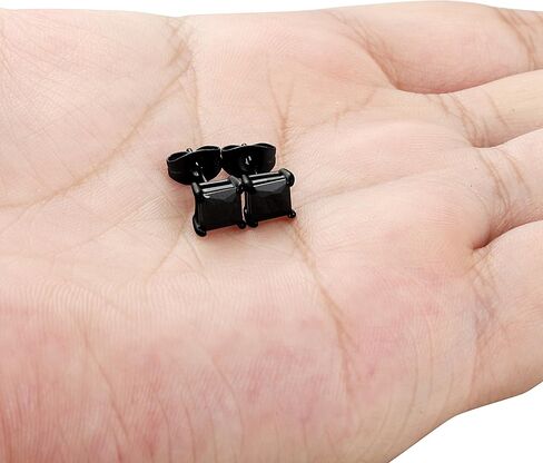 Jstyle Stainless Steel Mens Womens Cubic Zirconia Stud Earrings Black Piercing 20G 3-8mm in Saudi Arabia