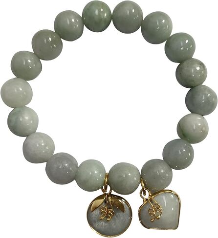 سوار اليشم من هيفينز تي في سيز، ضوء أخضر طبيعي، دائري حقيقي 11 ملم، أساور طاقة شفاء، سوار للنساء والرجال، مع قلادة من اليشم على شكل قلب الحب وعملة دونات، مال محظوظ، قلادة تايلاندية قوية، نجاح الازدهار in Kuwait