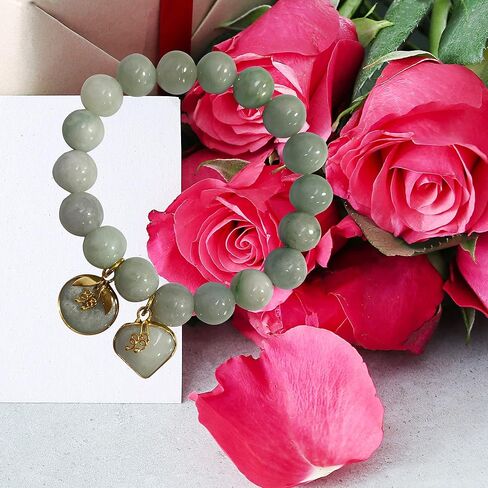 سوار اليشم من هيفينز تي في سيز، ضوء أخضر طبيعي، دائري حقيقي 11 ملم، أساور طاقة شفاء، سوار للنساء والرجال، مع قلادة من اليشم على شكل قلب الحب وعملة دونات، مال محظوظ، قلادة تايلاندية قوية، نجاح الازدهار in Kuwait