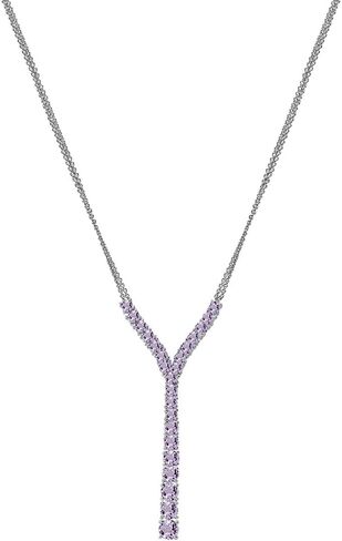B. BRILLIANT Sterling Silver Genuine or Created Gemstone Round Graduated Statement Lariat Y-Necklace in Kuwait