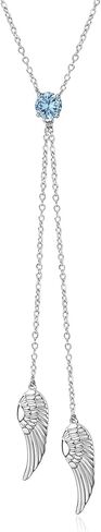 AINFQY 925 Sterling Silver Angel Wing Necklaces for Women Zirconia Guardian Birthstone Necklace Jewelry Angel Wing Tassel Pendant Y Necklace Jewelry Gifts for Women Girls Mom Daughter in Kuwait