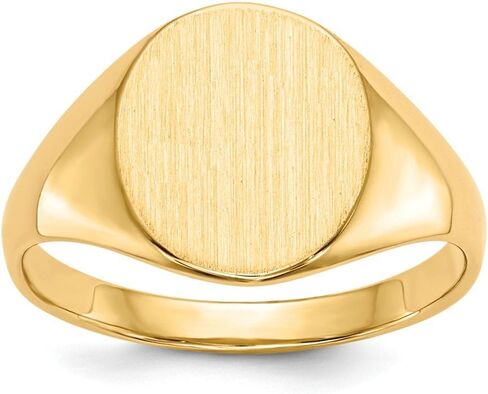 Solid 14k Yellow Gold 11.0x9.5mm Open Back Engravable Monogram Signet Ring Band Size 5 in Kuwait