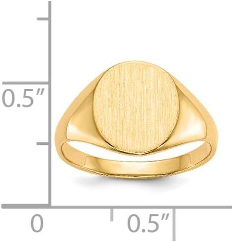 Solid 14k Yellow Gold 11.0x9.5mm Open Back Engravable Monogram Signet Ring Band Size 5 in Kuwait
