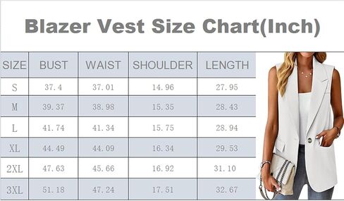 Women's Sleeveless Blazer Vest Open Front Lapel Office Casual Jacket Fashion Solid Color with Pockets One Button 2023 in Saudi Arabia