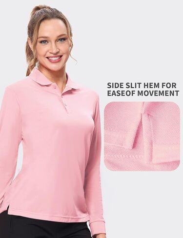 قمصان بولو Hiverlay للسيدات قمصان جولف بعامل حماية من الأشعة فوق البنفسجية 50+ قميص طويل الأكمام بياقة in Kuwait