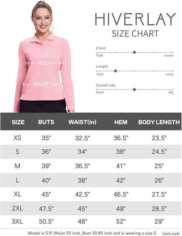 قمصان بولو Hiverlay للسيدات قمصان جولف بعامل حماية من الأشعة فوق البنفسجية 50+ قميص طويل الأكمام بياقة in Kuwait