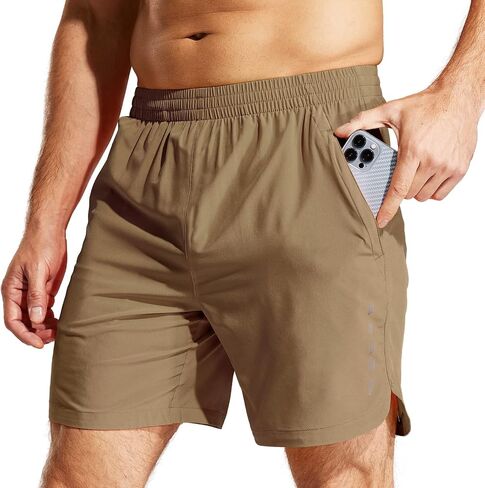 MIER Men's Running Shorts 7" Quick Dry Gym Athletic Workout Shorts with Zipper Pockets in Saudi Arabia