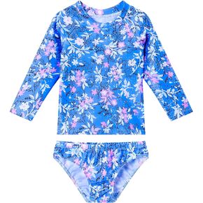 Girls Swimsuit Two Piece Bathing Suits Multicolor Kids Summer Beach Water Sport Long Sleeve Rash Guard Sets