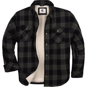 COEVALS CLUB Men's Flannel Jacket Sherpa Lined Quilted Cotton Snap Button Up Long Sleeve Shirts Hooded Jacket in Saudi Arabia