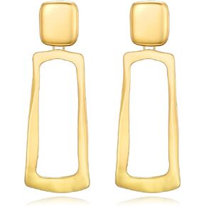 Matte Gold Silver Geometry Clip On Earrings for Women Retro Drop Clip Earrings for Women in Saudi Arabia