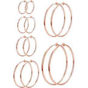 HAIAISO 6 Pairs Clip On Hoop Earrings for Women Fake Hoop Earrings Spring Hoop Earrings Set for Non-Pierced Ears Jewelry 6 Sizes in Saudi Arabia