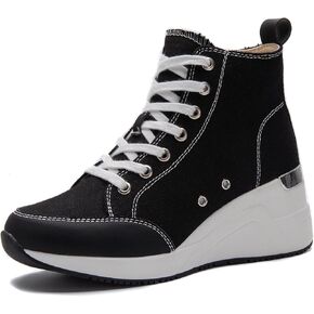 Cestfini Graffiti High Top Sneakers for Women Breathable White Black Platform Sneakers Lace up Womens Canvas Shoes