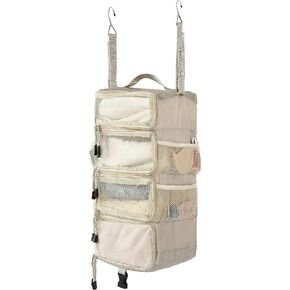 ELEZAY Hanging Packing Cubes with Compression Capability Portable 4-Shelf Closet for Travel Collapsible Space Saver Bag Clothes Organizer for Carry-on Luggage Suitcase Small_18*9 * 7 IN, Lightgrey in Kuwait