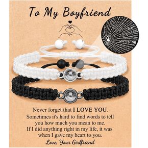 UNGENT THEM I Love You 100 Languages Braided Rope Bracelets Couples Gifts for Boyfriend, Girlfriend, My Love, Soulmate, Anniversary Valentines Day Birthday Christmas Gift for Him and Her…