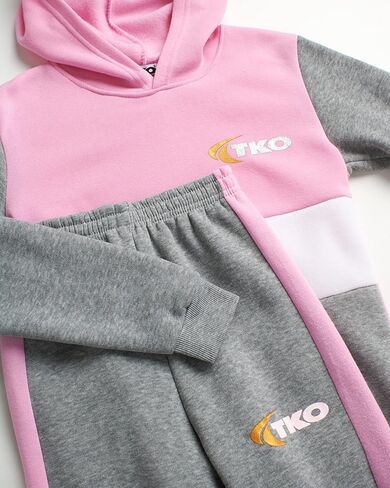 مجموعة الركض النشطة للفتيات من TKO - قطعتان من سويت شيرت بغطاء للرأس وبنطلون للركض (المقاس: 7-12) in Kuwait
