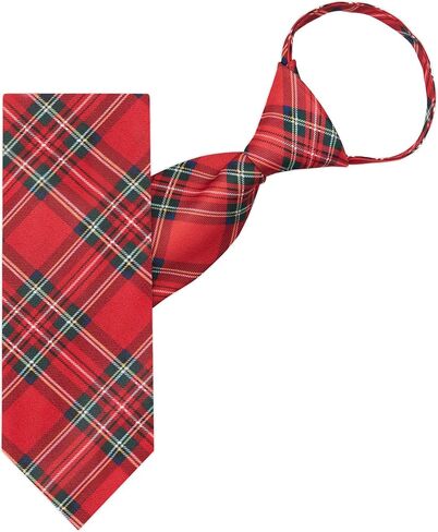 Jacob Alexander Merry Christmas Royal Stewart Red Plaid Men's Pre-Tied Zipper Neck Tie in Saudi Arabia