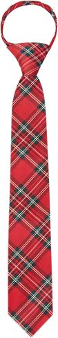 Jacob Alexander Merry Christmas Royal Stewart Red Plaid Men's Pre-Tied Zipper Neck Tie in Saudi Arabia