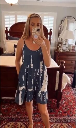 COLOWANA Women's Spaghetti Strap Mini Dress V Neck Boho Floral Printed Casual Summer Beach Short Sundress with Pockets in Kuwait