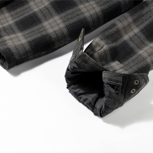 COEVALS CLUB Men's Flannel Jacket Sherpa Lined Quilted Cotton Snap Button Up Long Sleeve Shirts Hooded Jacket in Kuwait