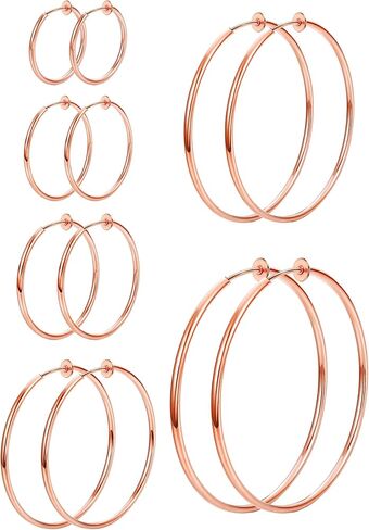 HAIAISO 6 Pairs Clip On Hoop Earrings for Women Fake Hoop Earrings Spring Hoop Earrings Set for Non-Pierced Ears Jewelry 6 Sizes in Kuwait