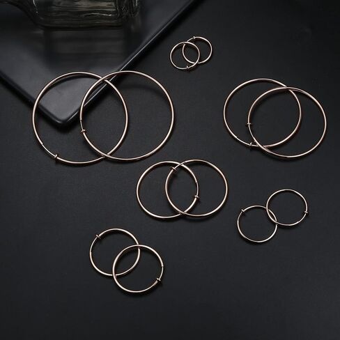 HAIAISO 6 Pairs Clip On Hoop Earrings for Women Fake Hoop Earrings Spring Hoop Earrings Set for Non-Pierced Ears Jewelry 6 Sizes in Kuwait