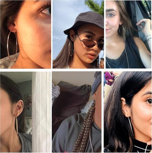 HAIAISO 6 Pairs Clip On Hoop Earrings for Women Fake Hoop Earrings Spring Hoop Earrings Set for Non-Pierced Ears Jewelry 6 Sizes in Kuwait