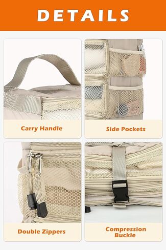 ELEZAY Hanging Packing Cubes with Compression Capability Portable 4-Shelf Closet for Travel Collapsible Space Saver Bag Clothes Organizer for Carry-on Luggage Suitcase Small_18*9 * 7 IN, Lightgrey in Kuwait