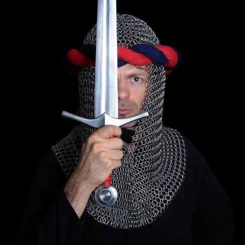 Mythrojan Chainmail Coif فارس العصور الوسطى عصر النهضة درع سلسلة البريد هود فايكنغ LARP 16 مقياس in Kuwait