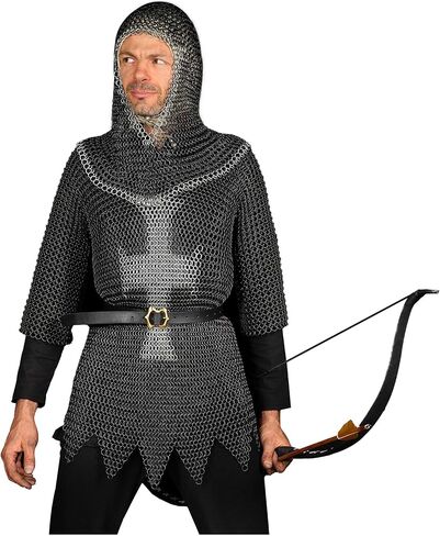Mythrojan Chainmail Coif فارس العصور الوسطى عصر النهضة درع سلسلة البريد هود فايكنغ LARP 16 مقياس in Kuwait