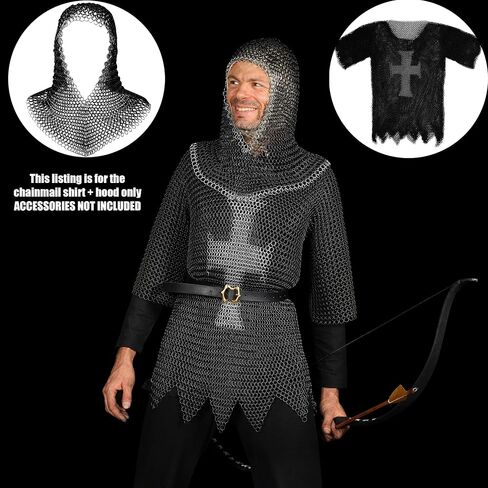 Mythrojan Chainmail Coif فارس العصور الوسطى عصر النهضة درع سلسلة البريد هود فايكنغ LARP 16 مقياس in Kuwait