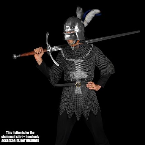 Mythrojan Chainmail Coif فارس العصور الوسطى عصر النهضة درع سلسلة البريد هود فايكنغ LARP 16 مقياس in Kuwait