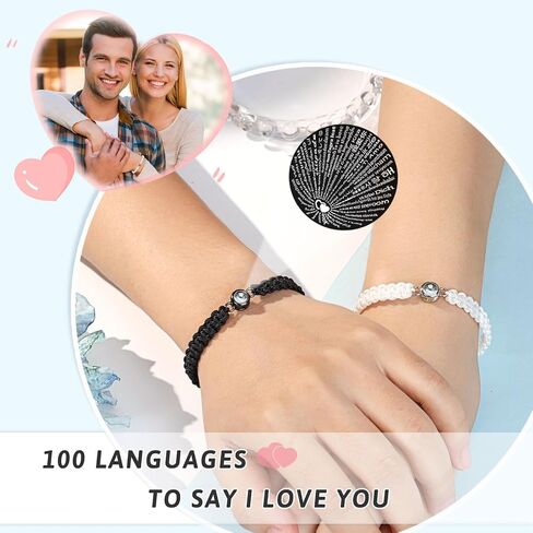 UNGENT THEM I Love You 100 Languages Braided Rope Bracelets Couples Gifts for Boyfriend, Girlfriend, My Love, Soulmate, Anniversary Valentines Day Birthday Christmas Gift for Him and Her… in Saudi Arabia