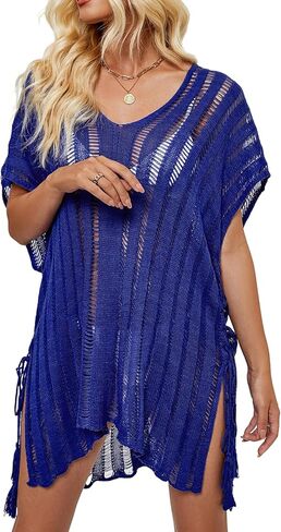 Beamuse Bathing Suit Cover Ups for Women, Women's Swimwear Beach Bikini Swimsuit Pool Crochet Side Split Dress in Kuwait